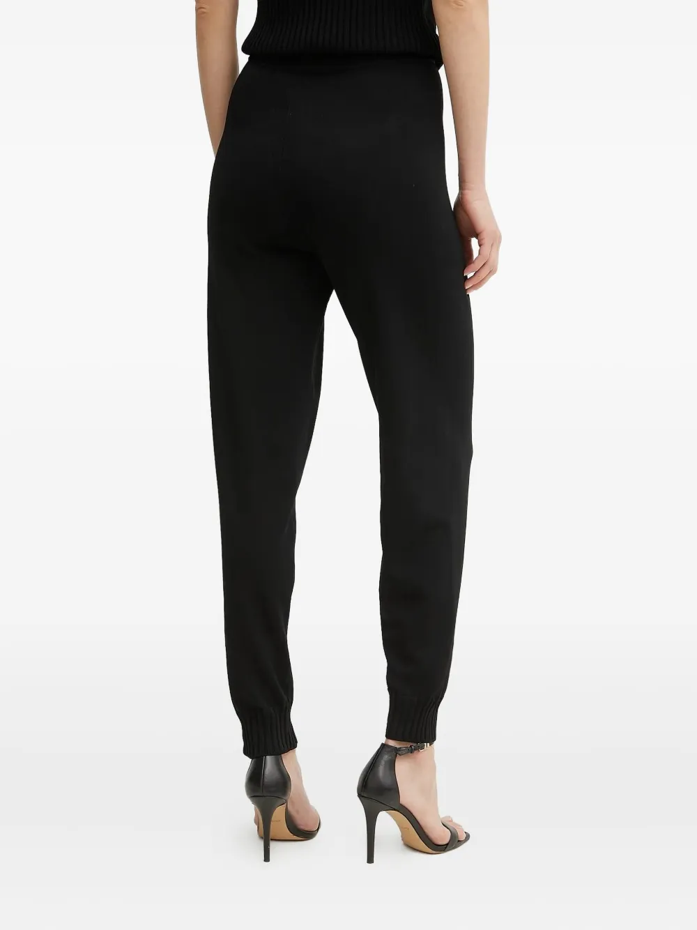 Armani Exchange logo-plaque knit trousers Zwart