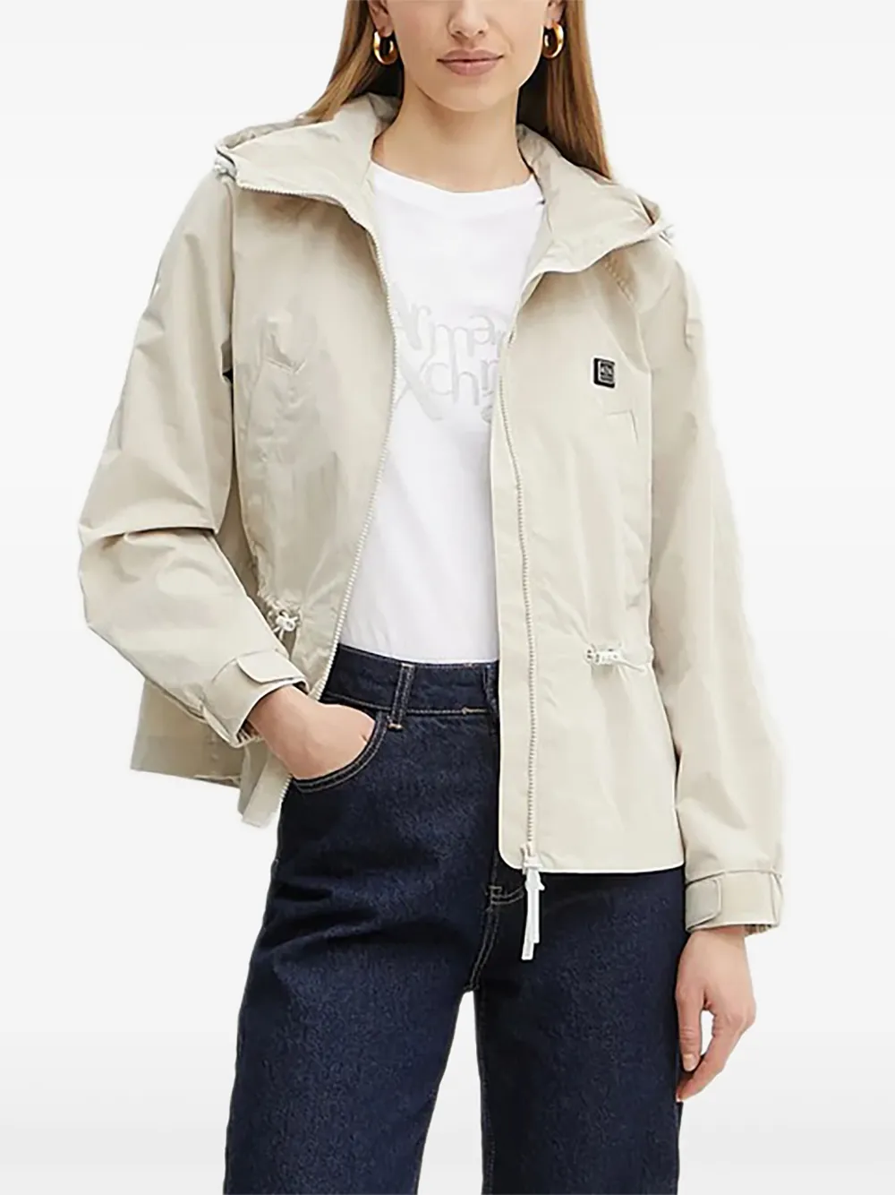 Armani Exchange ドローストリング フーデッドジャケット - ニュートラル Armani Exchange ドローストリング フーデッドジャケット - ニュートラル