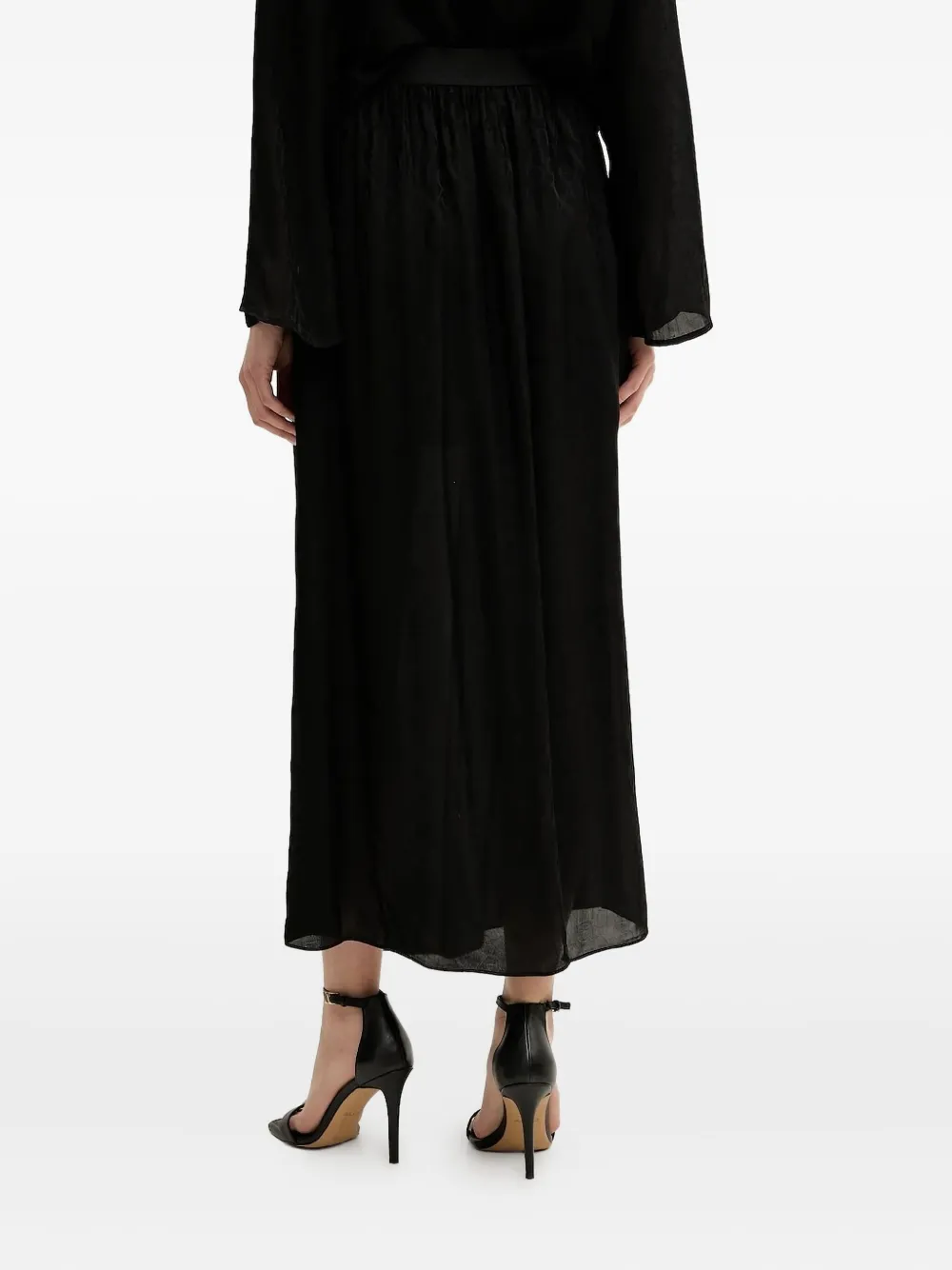 Armani Exchange Midi-rok met logoprint en zijsplit - Zwart