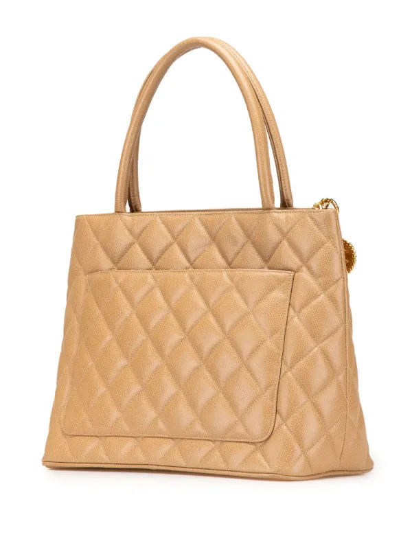CHANEL Pre-Owned 1997-1999 Caviar Medallion Tote Bag Brown