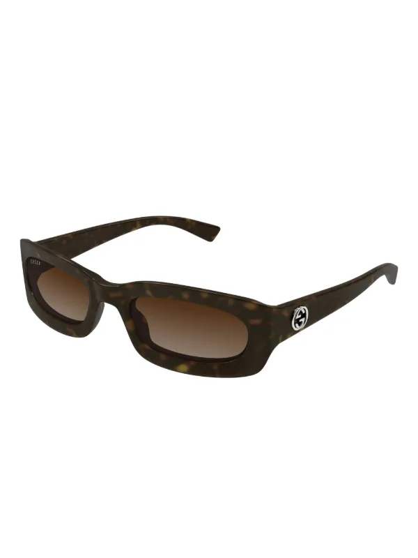 Gucci Tortoiseshell Rectangular Sunglasses - Brown & Black Rectangular frame sunglasses in dark tortoiseshell | GUCCI® US main image 4