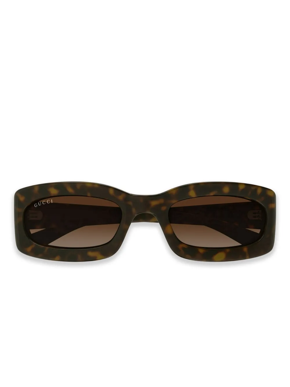 Gucci Zonnebril met rechthoekig montuur en schildpadschild-effect Bruin