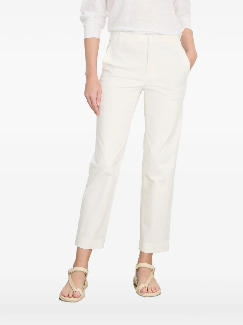 Vince Belt-loops Straight Trousers In White