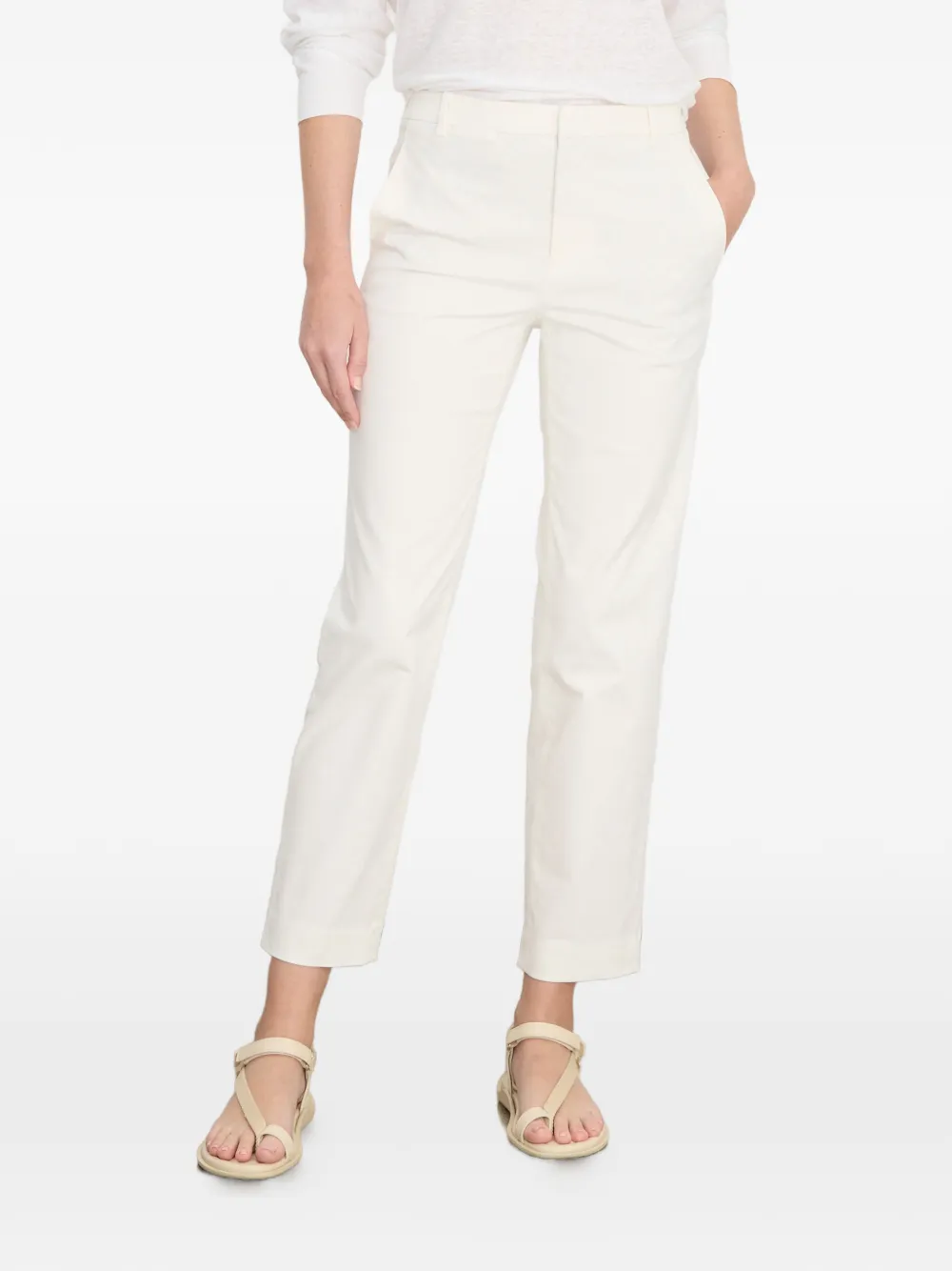 Vince Belt-loops Straight Trousers In White