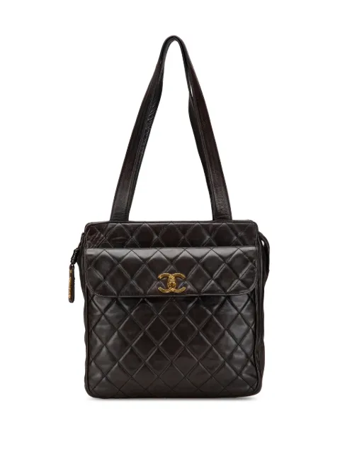 CHANEL Pre-Owned 1994-1996 CC Quilted Lambskin Front Pocket tote bag