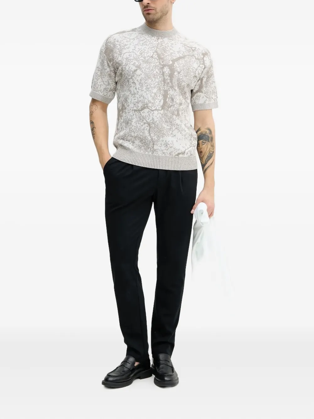 BOSS Gebreid T-shirt - Beige