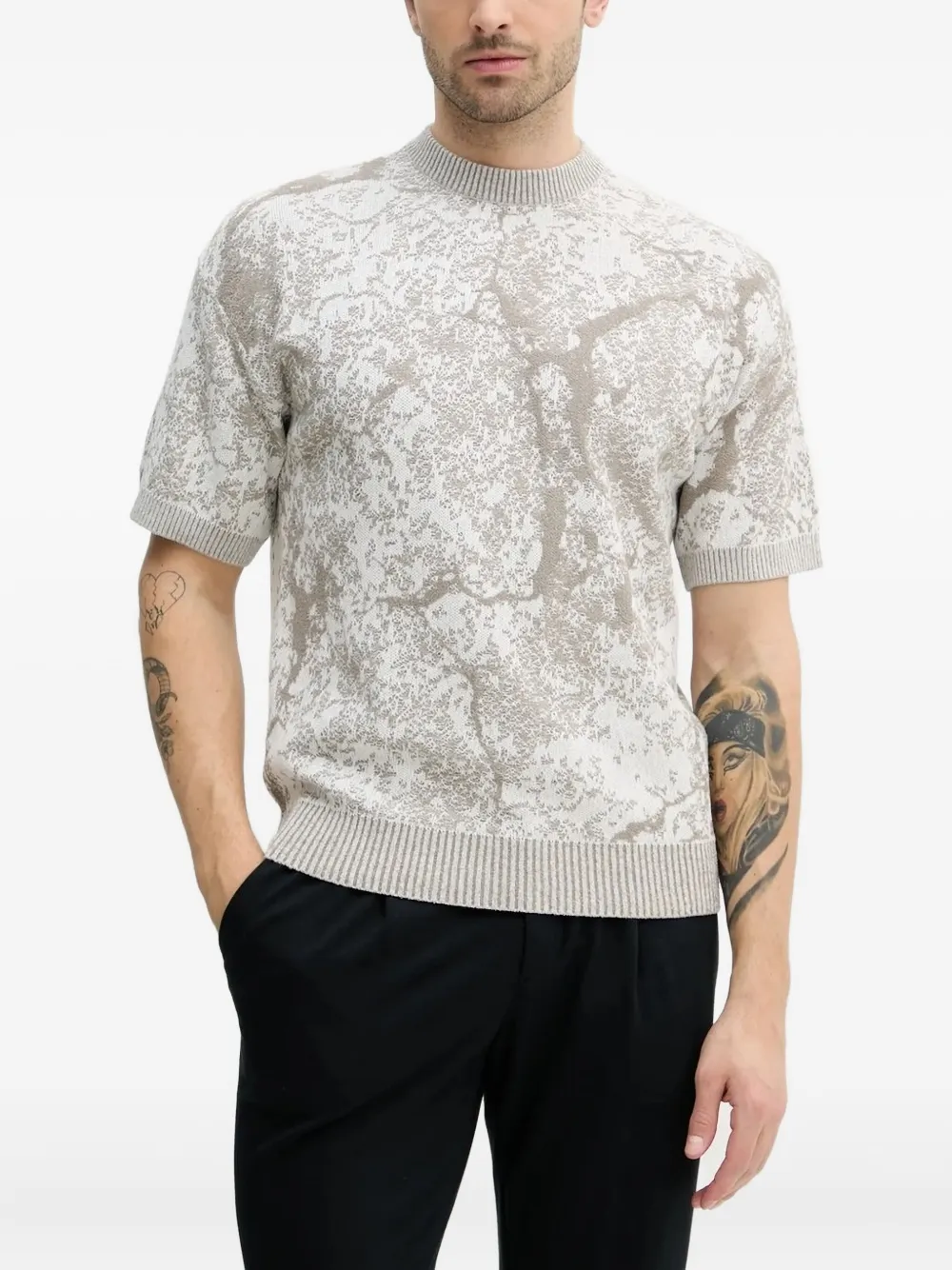 BOSS Gebreid T-shirt Beige