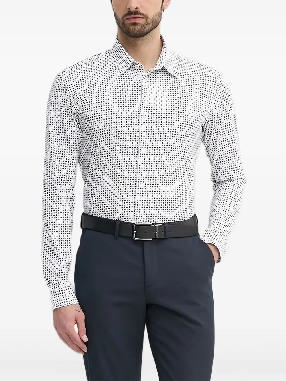 BOSS geometric-print shirt Wit