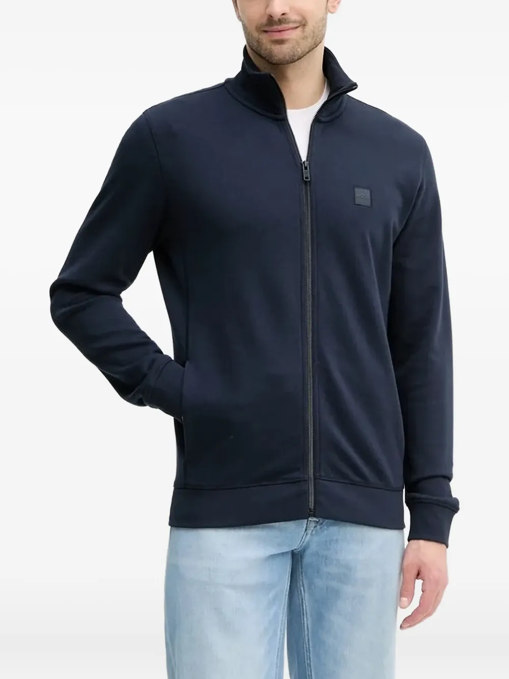 BOSS logo-appliqué zip-up sweatshirt | Blue | Image 1