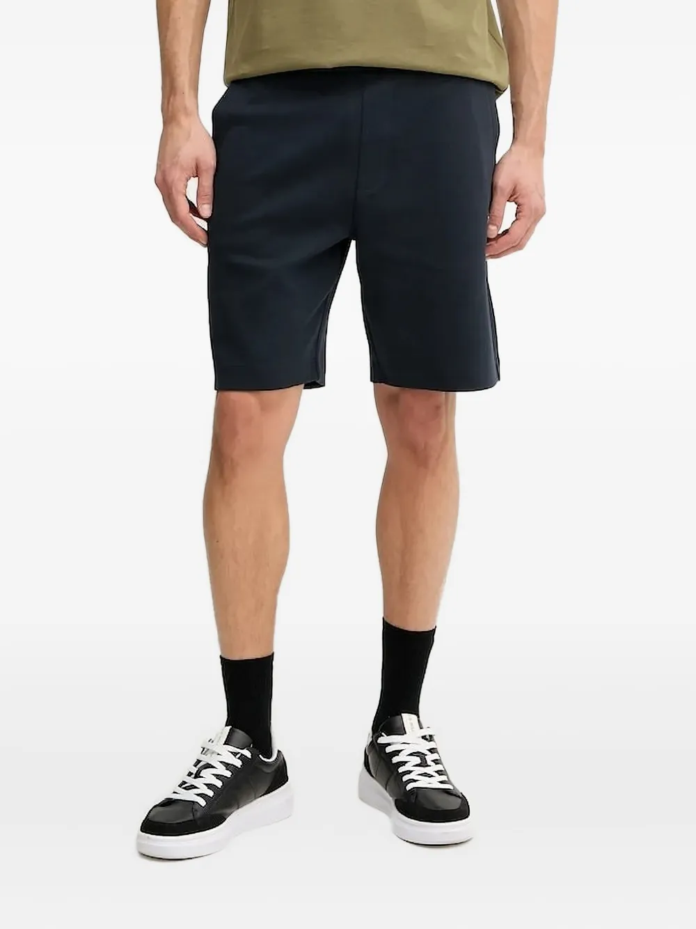 Hugo Boss Logo-plaque Drawstring Shorts In Blue