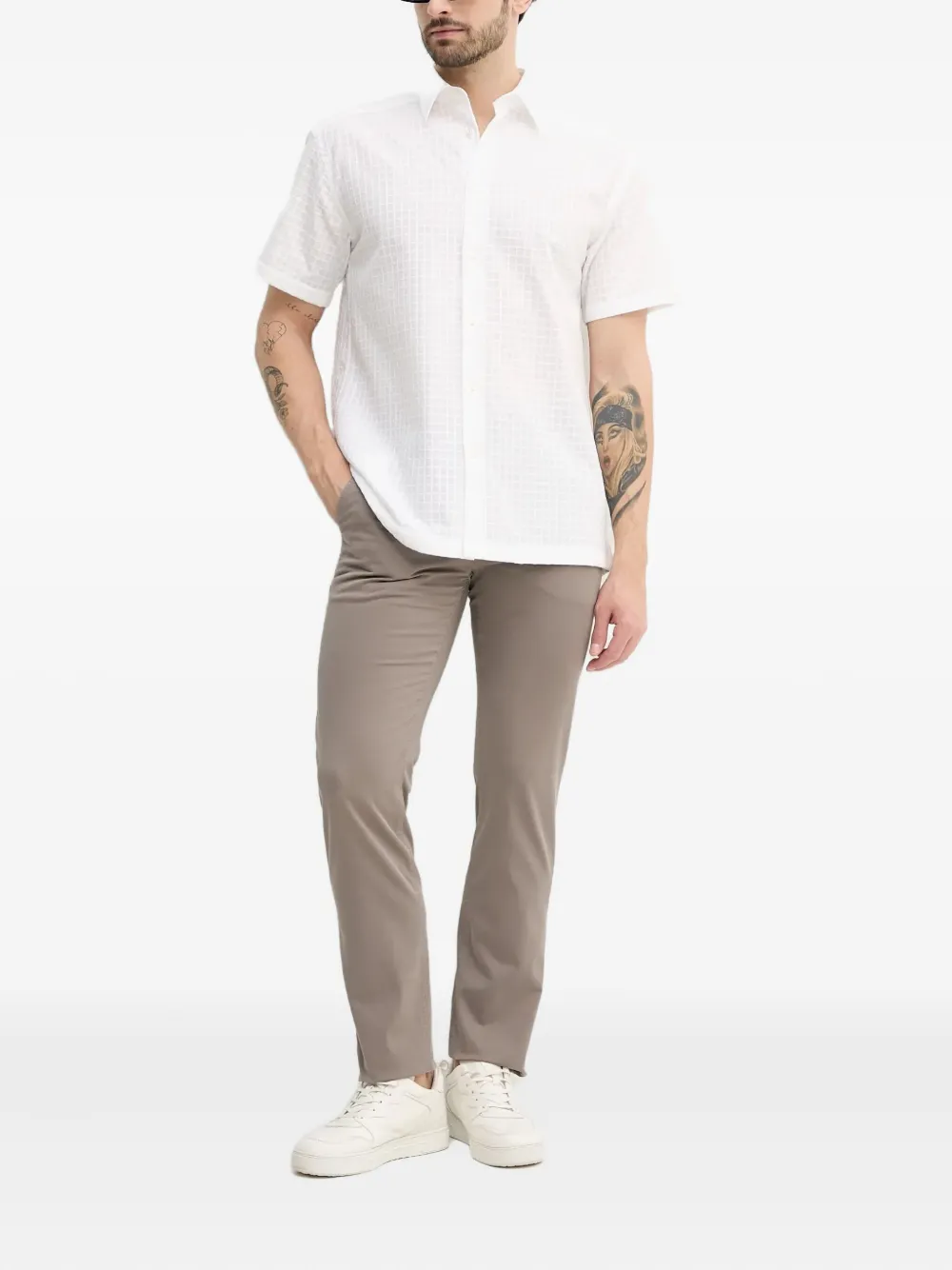 BOSS textured short-sleeve shirt - Wit