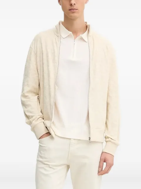 BOSS textured zip-up sweater