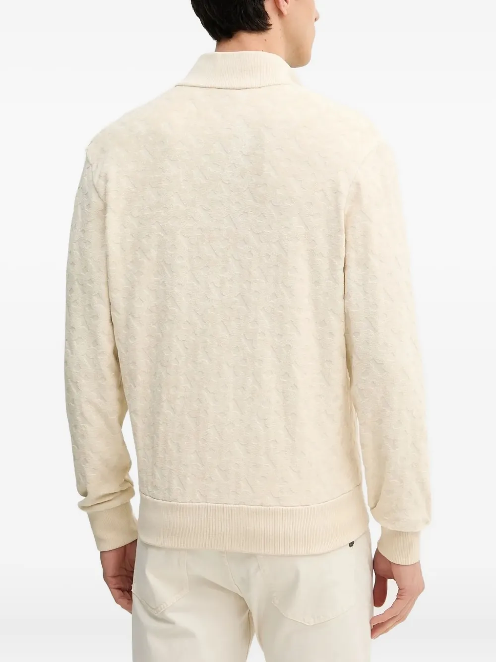 BOSS textured zip-up sweater - Beige