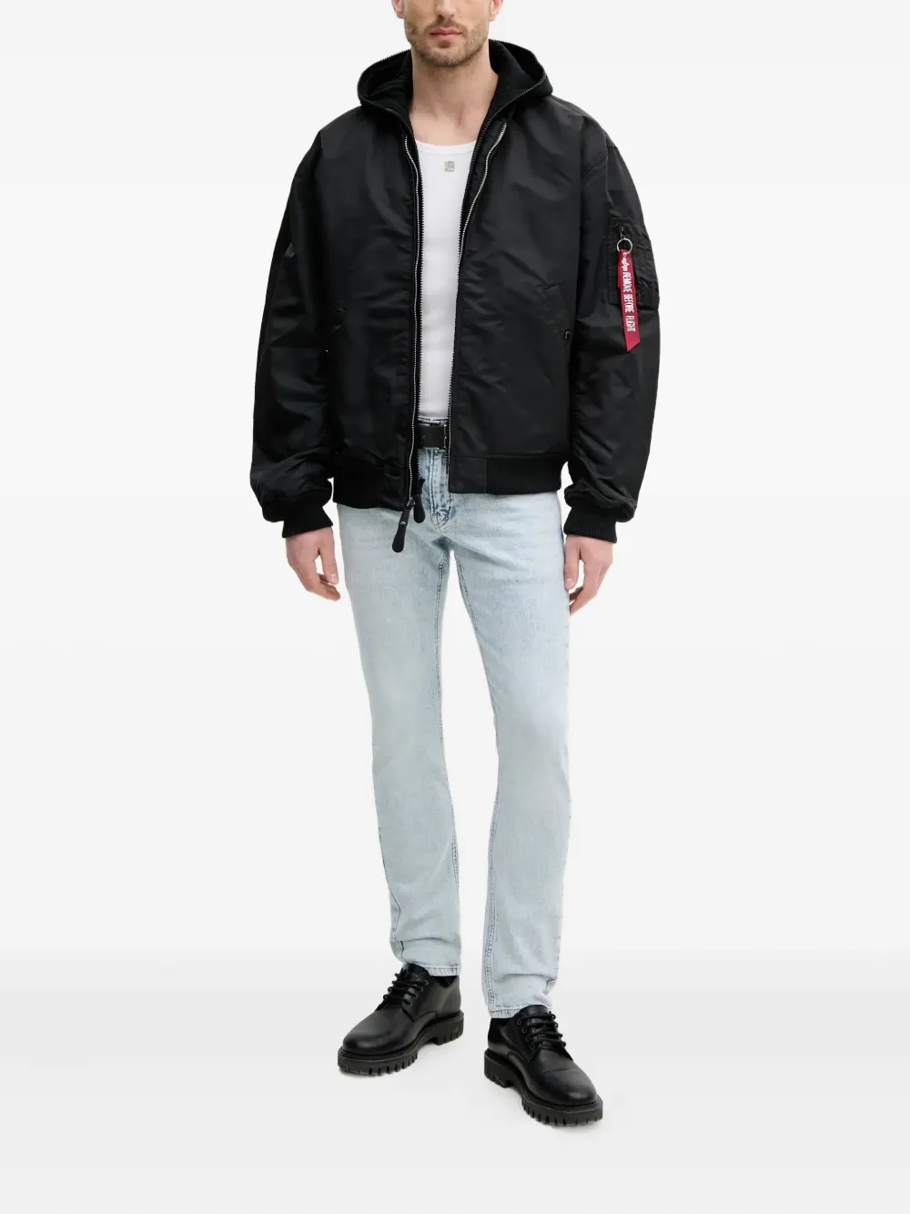 Alpha Industries Bomberjack met capuchon Zwart