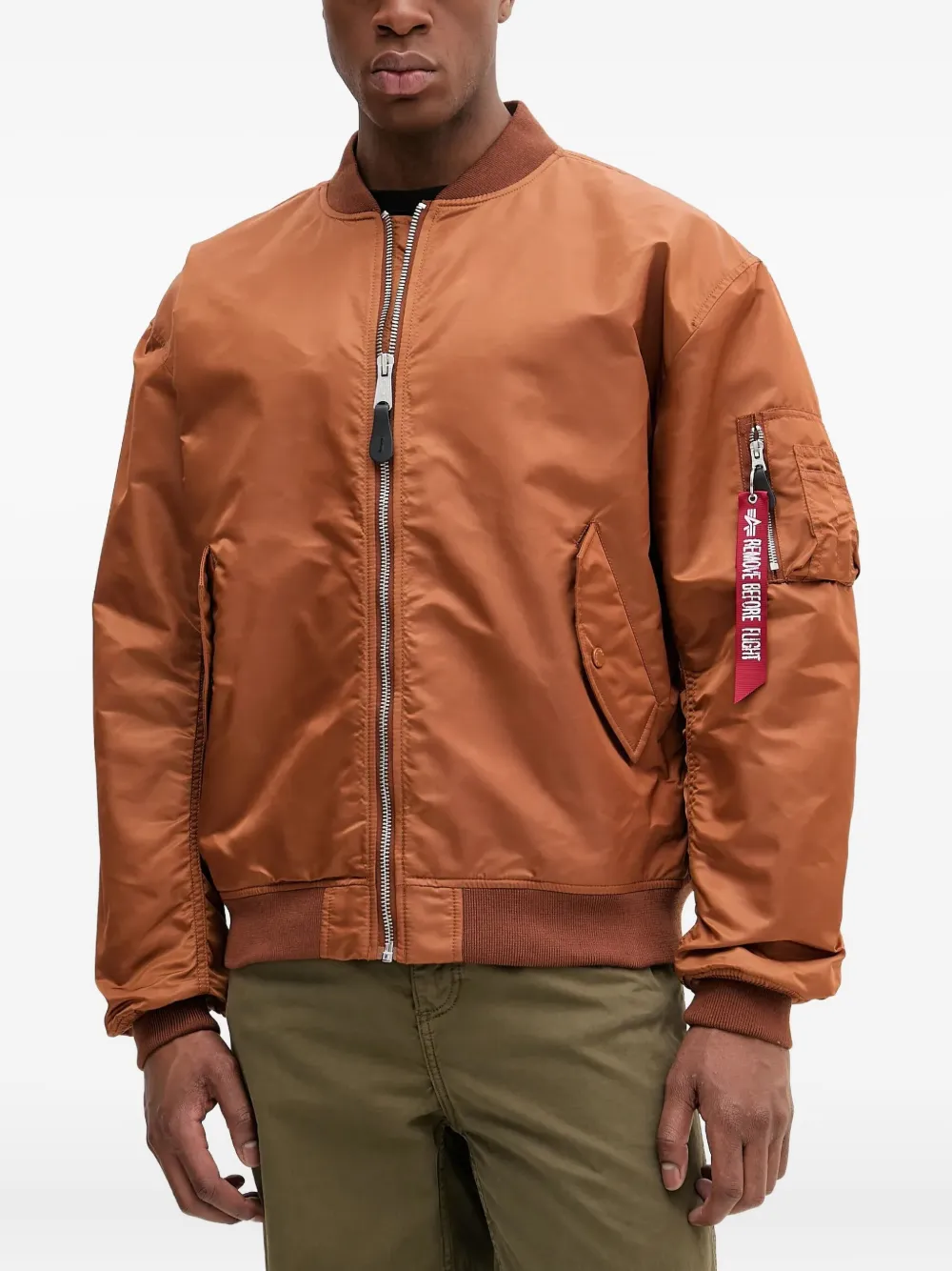 Alpha Industries zip-up bomber jacket | Orange | Image 1