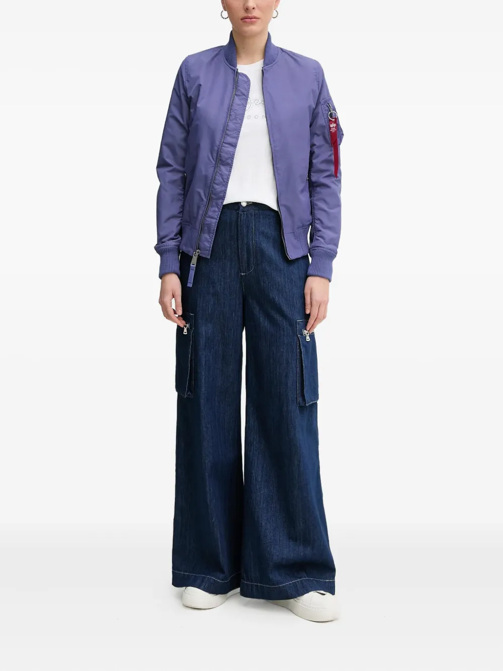 Alpha Industries Bomberjack met ritszak Paars