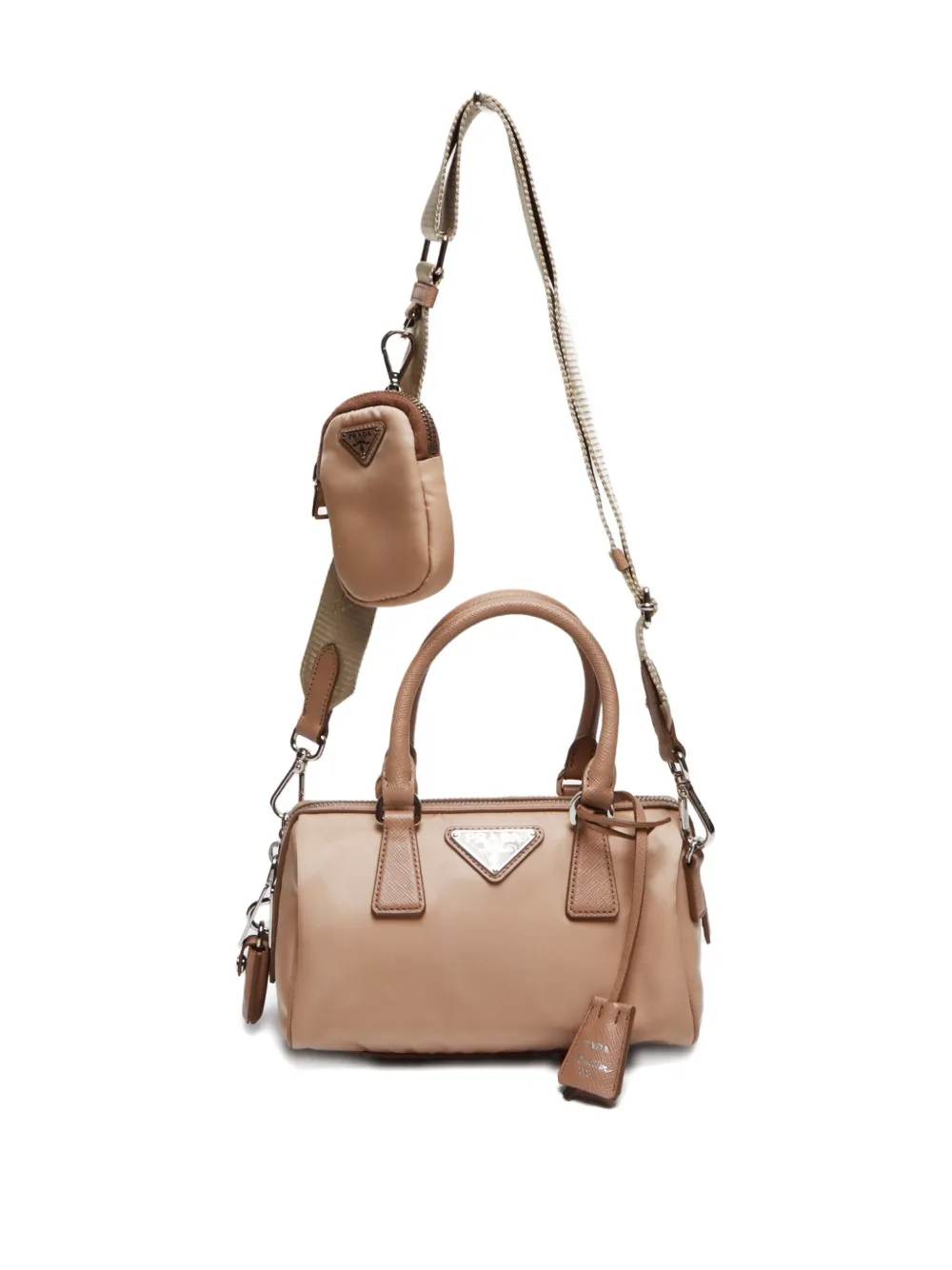 Pre-owned Prada 2022 Tessuto Saffiano 2way Re-edition 2005 Shoulder Bag In Neutrals