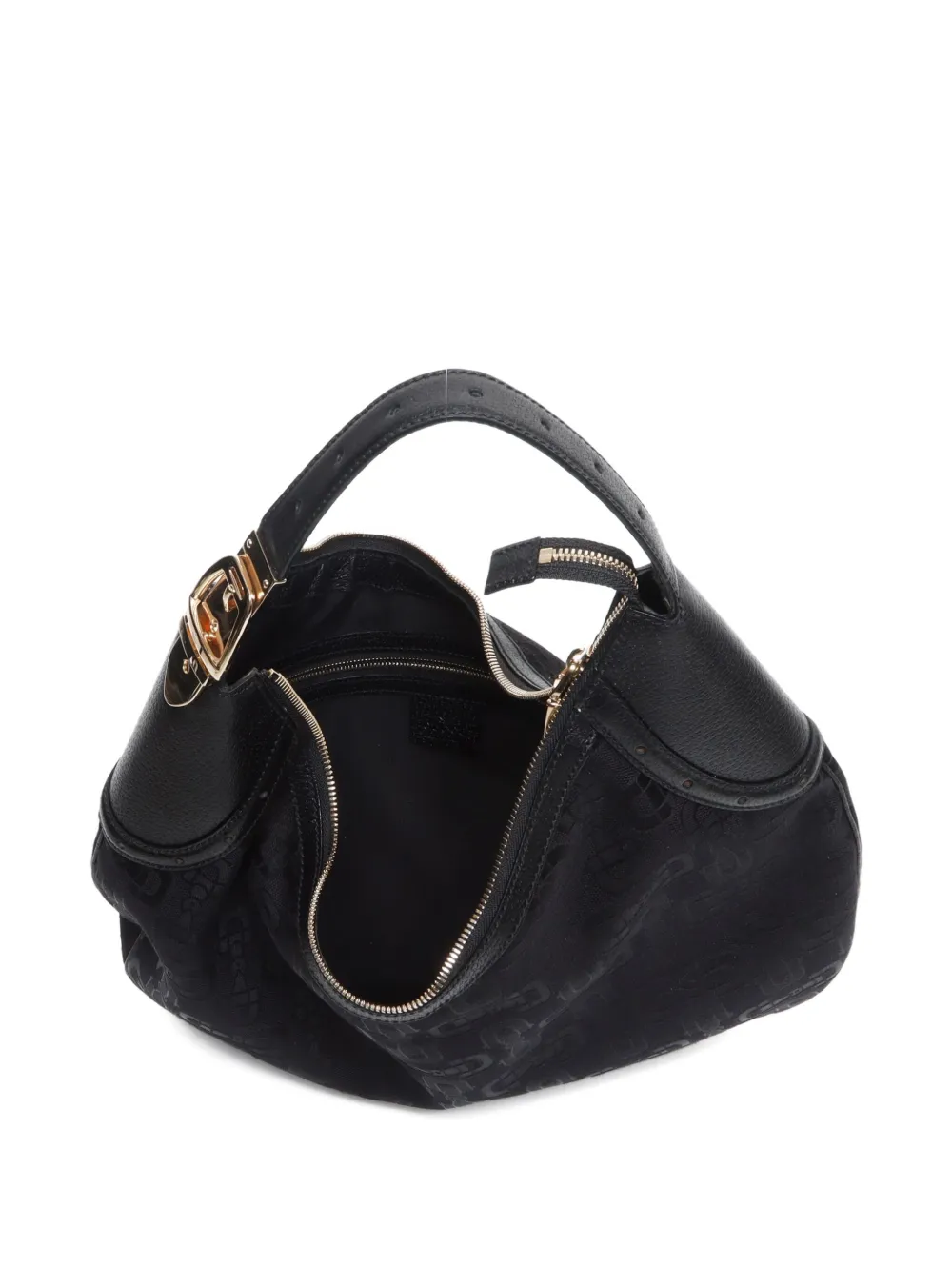 Pre-owned Gucci 2015-2024 Horsebit Pattern Leather One Shoulder Bag In Black