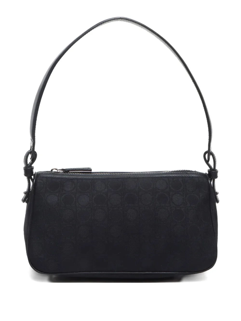 Pre-owned Ferragamo 2010-2020s Ganchini Pattern Canvas Shoulder Bag In Black