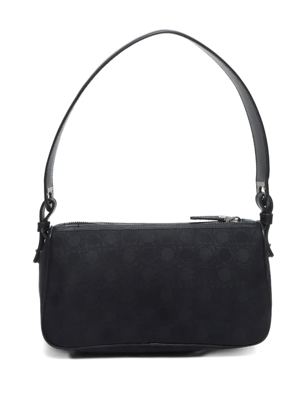 Pre-owned Ferragamo 2010-2020s Ganchini Pattern Canvas Shoulder Bag In Black