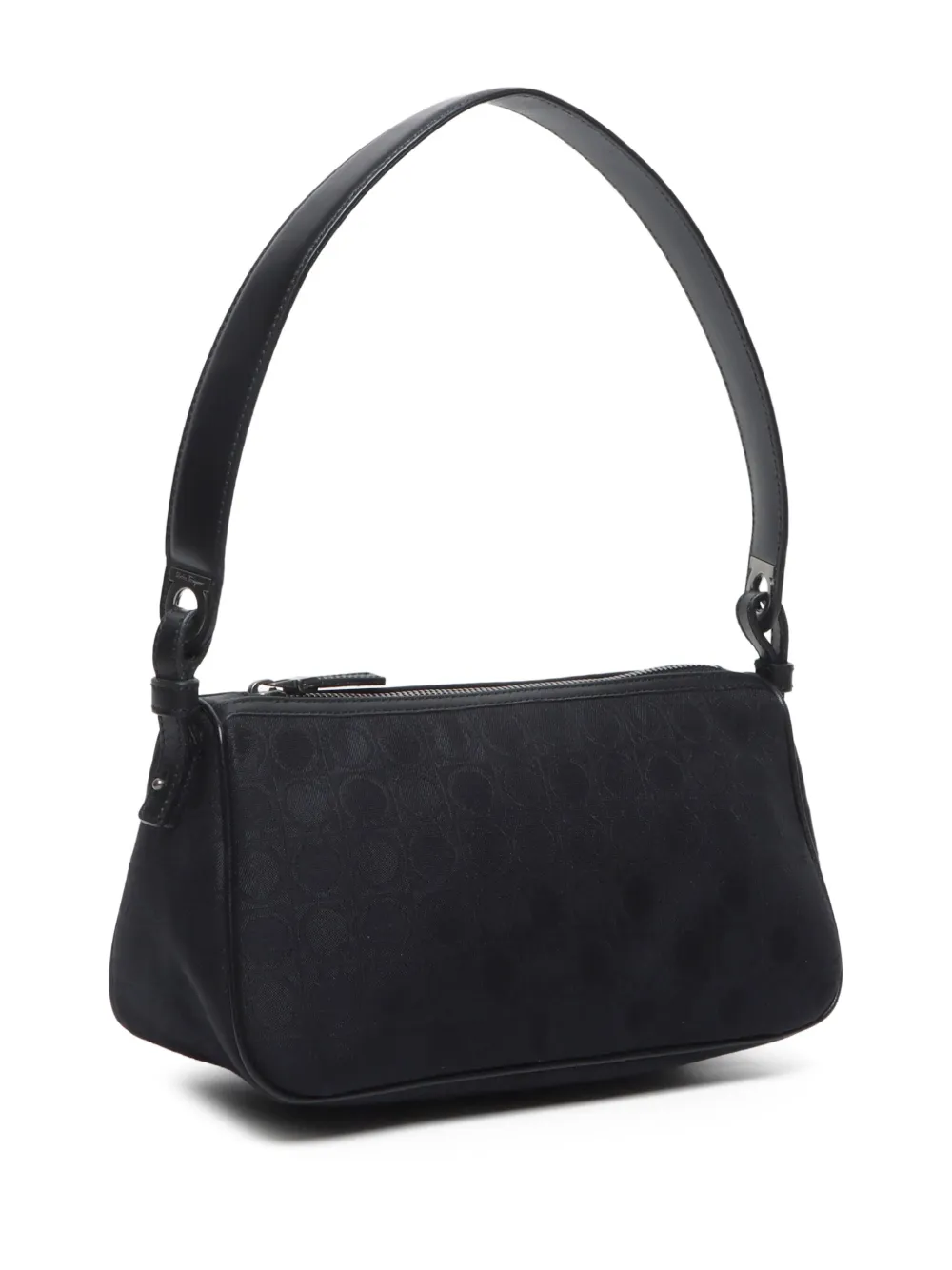Pre-owned Ferragamo 2010-2020s Ganchini Pattern Canvas Shoulder Bag In Black