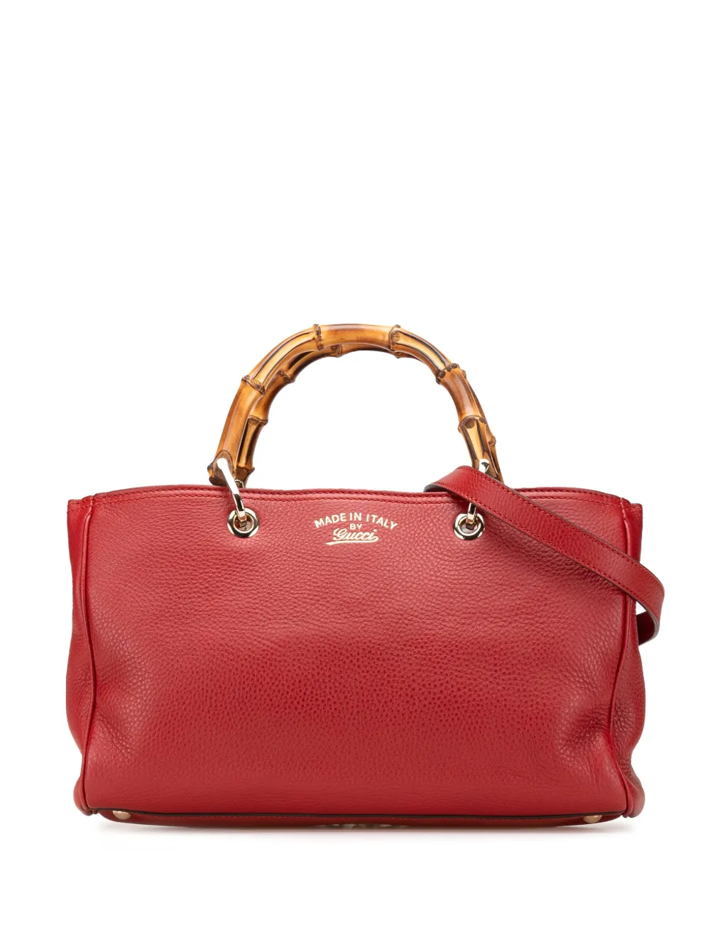 Gucci Pre-Owned شنطة 'بامبو شوبر' متوسطة جلد العجل بحمالة كتف 2000-2015 | أحمر | Image 1