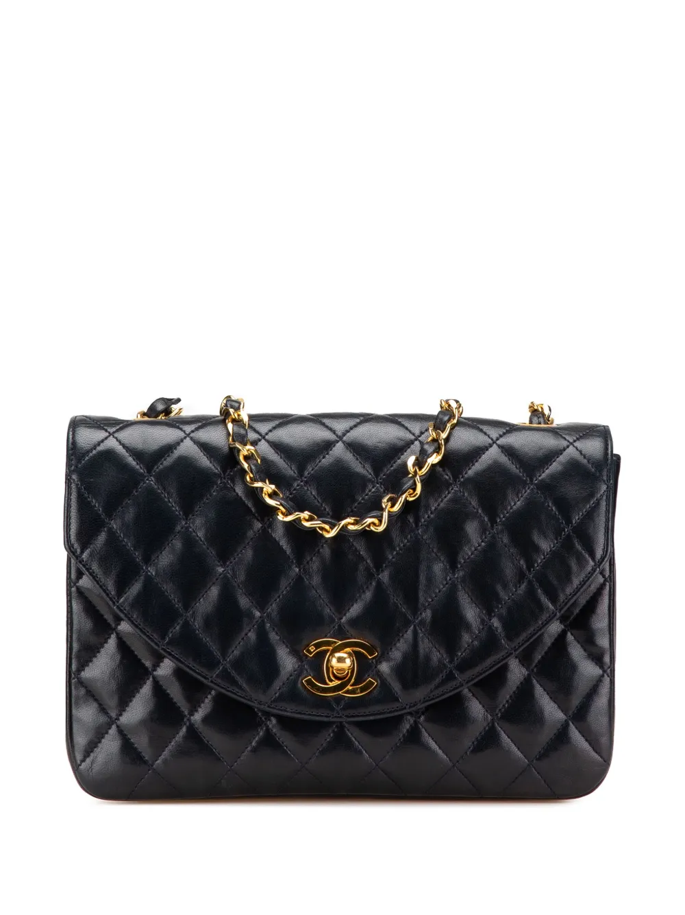 CHANEL Pre-Owned 1986-1988 CC Quilted Lambskin Round Flap crossbody bag – Blue