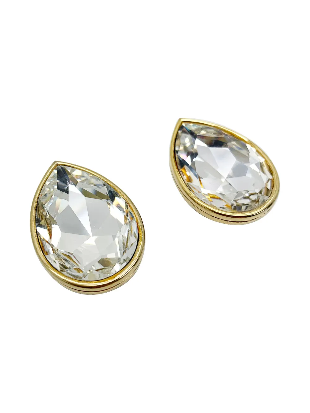 Pre-owned Jennifer Gibson Jewellery 1980s Sphinx Crystal Earrings In Gold