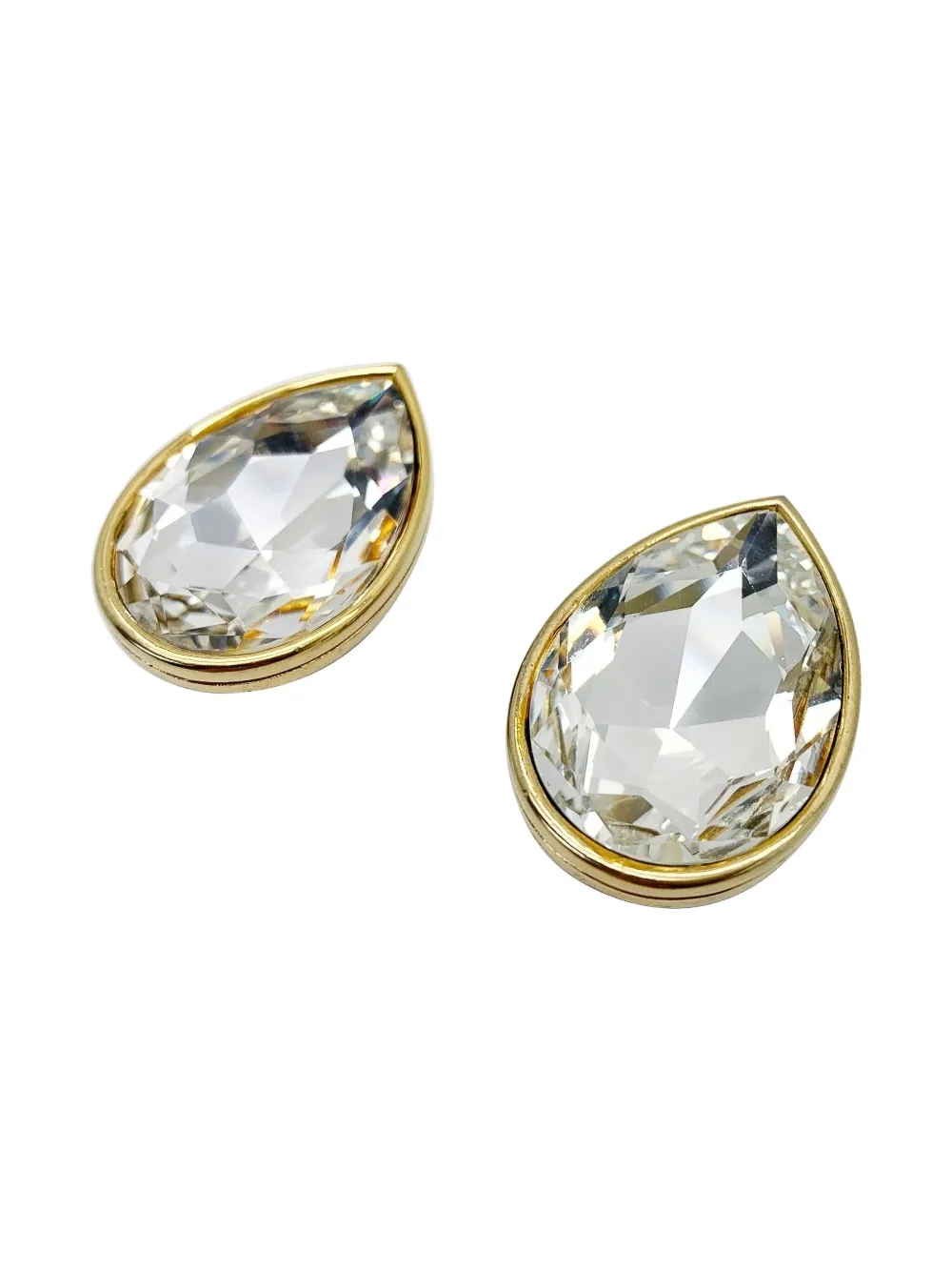 Pre-owned Jennifer Gibson Jewellery 1980s Sphinx Crystal Earrings In Gold
