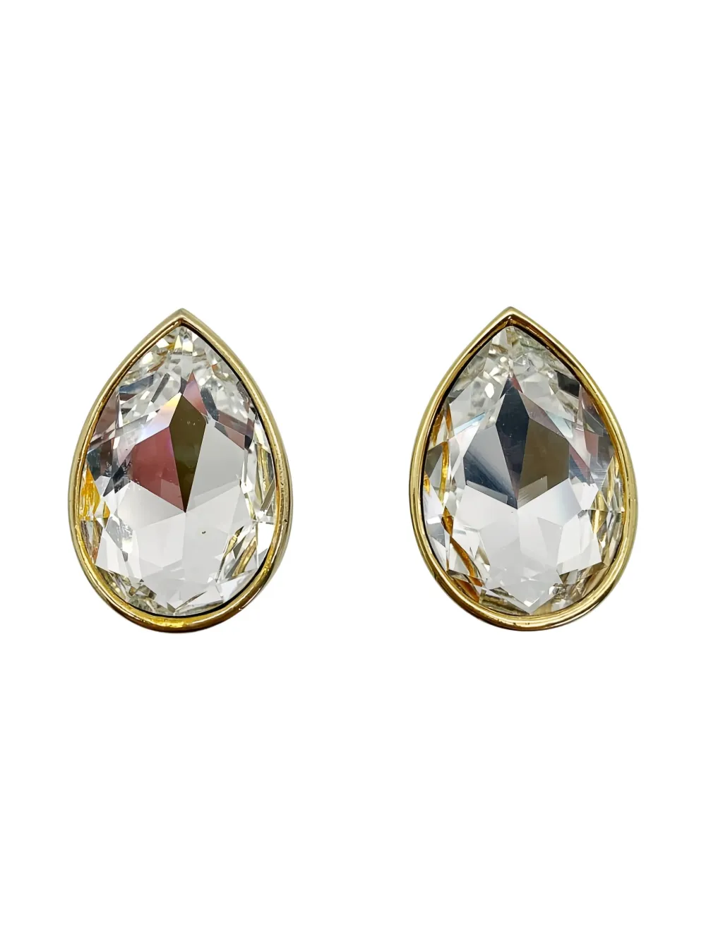 Pre-owned Jennifer Gibson Jewellery 1980s Sphinx Crystal Earrings In Gold