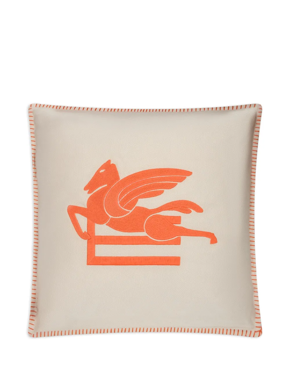 ETRO HOME Pegaso-embroidered cushion (45cm x 45cm) - Toni neutri