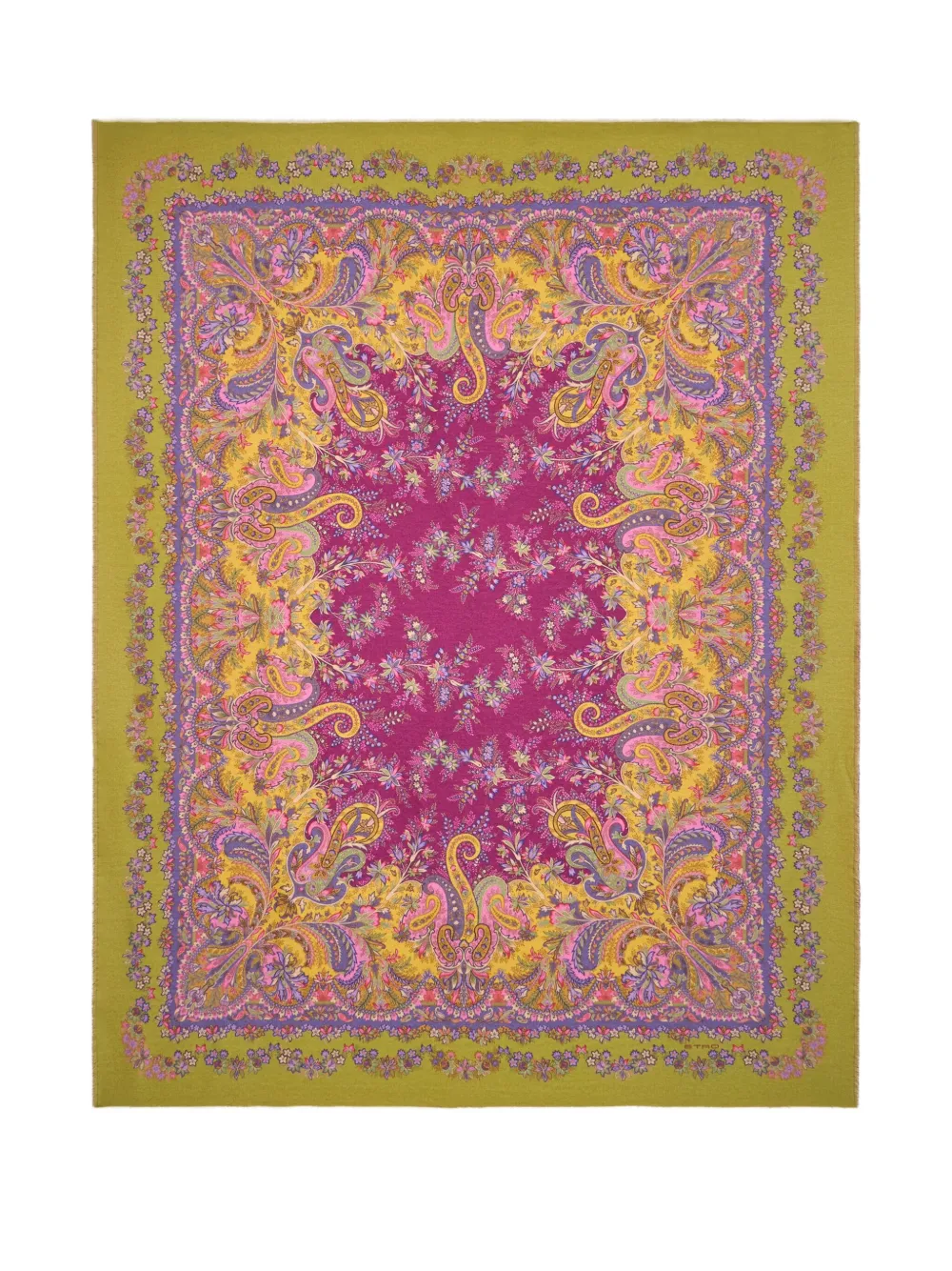 ETRO HOME フローラル ウール スローブランケット 190cm x 140cm - グリーン ETRO HOME フローラル ウール スローブランケット 190cm x 140cm - グリーン