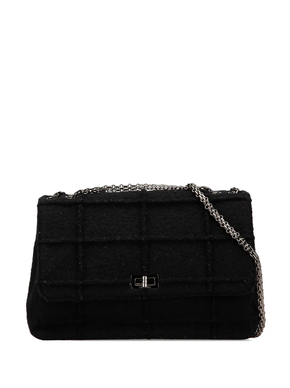 CHANEL Pre-Owned 1997-1999 ジャンボ リイシュー 2.55 チョコバー ウールフェルト アイデンティフィケーション CHANEL Pre-Owned 1997-1999 ジャンボ リイシュー 2.55 チョコバー ウールフェルト アイデンティフィケーション