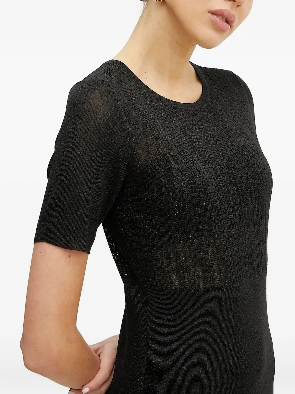 Armani Exchange ribbed short-sleeved mini dress Zwart