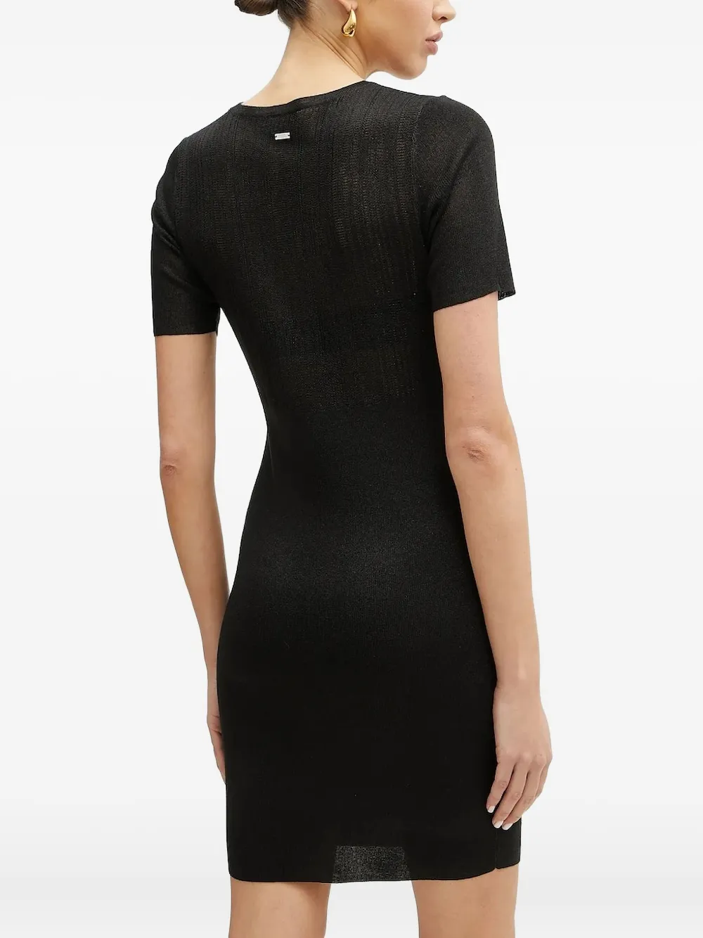Armani Exchange ribbed short-sleeved mini dress Zwart