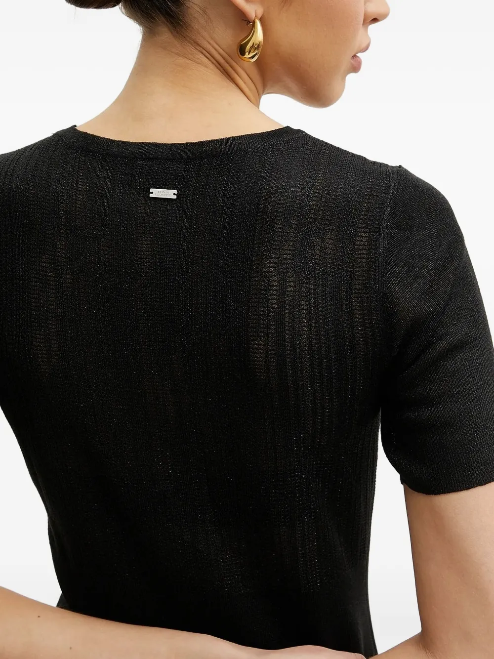 Armani Exchange ribbed short-sleeved mini dress Zwart