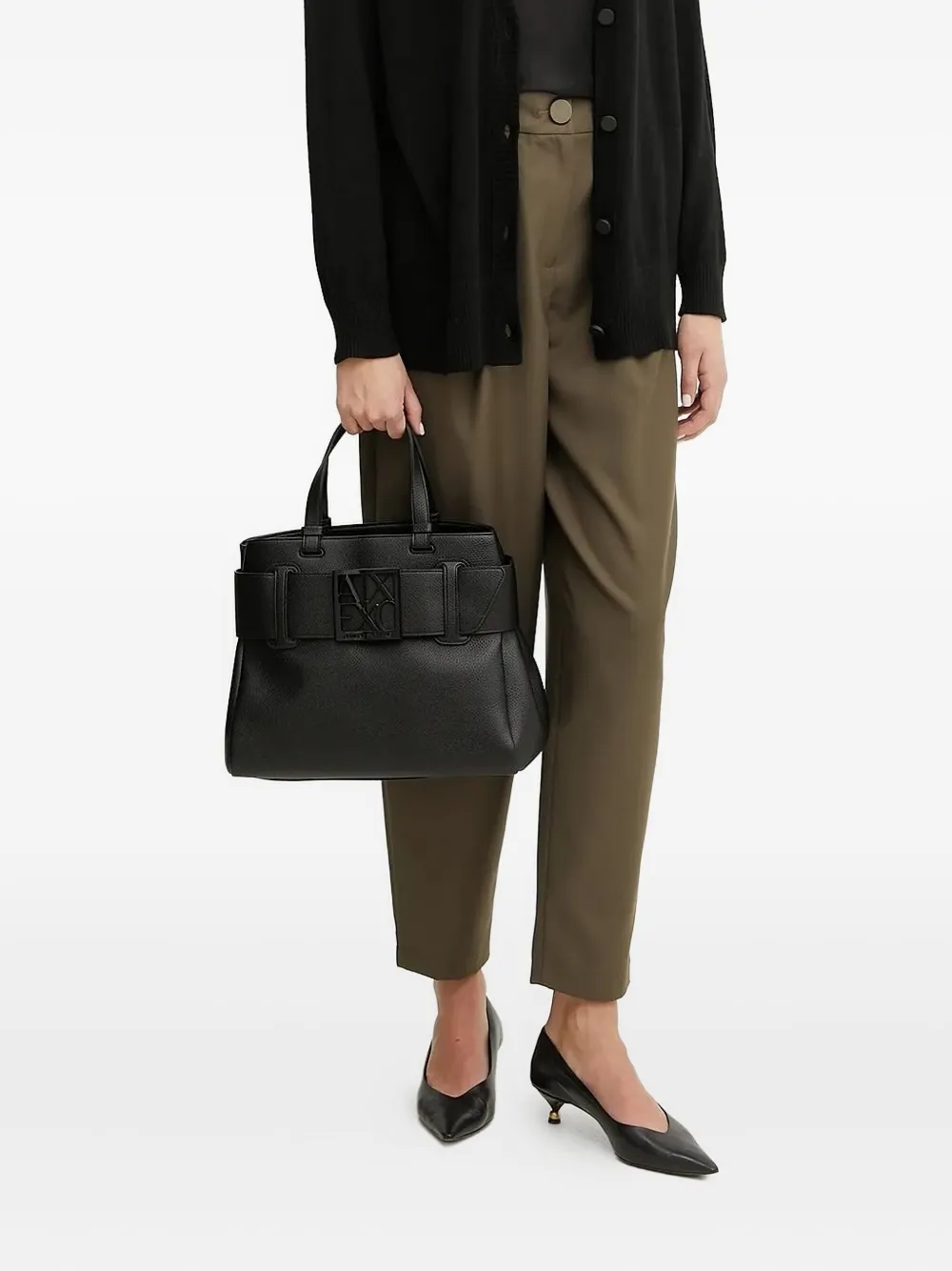 Armani Exchange pleated-front trousers Groen