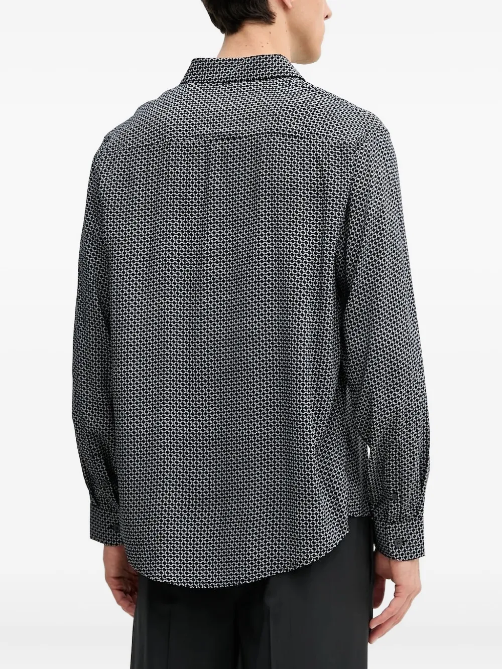 Armani Exchange Overhemd met geometrische print en lange mouwen - Zwart