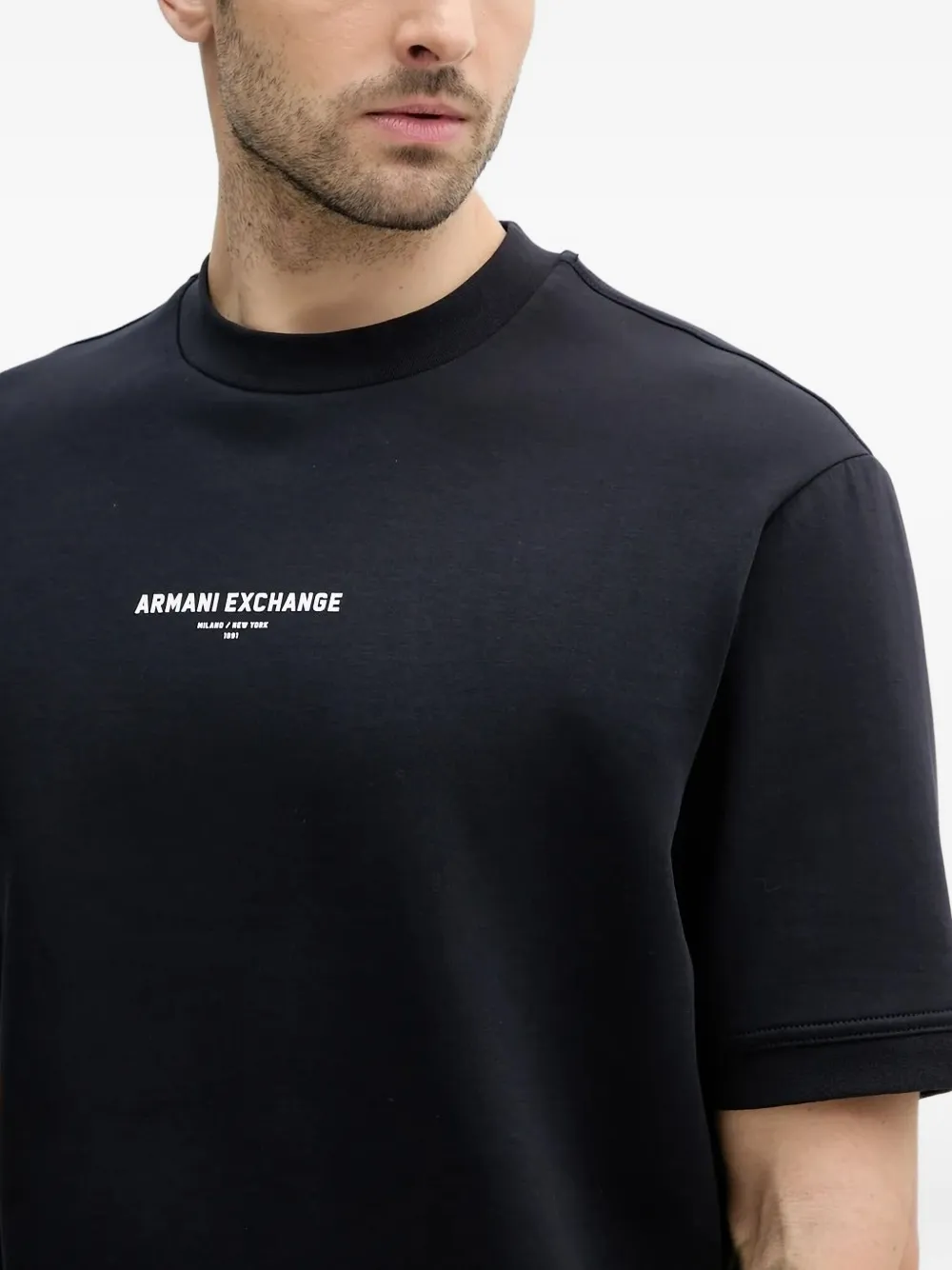 Armani Exchange logo-print short-sleeve T-shirt Zwart