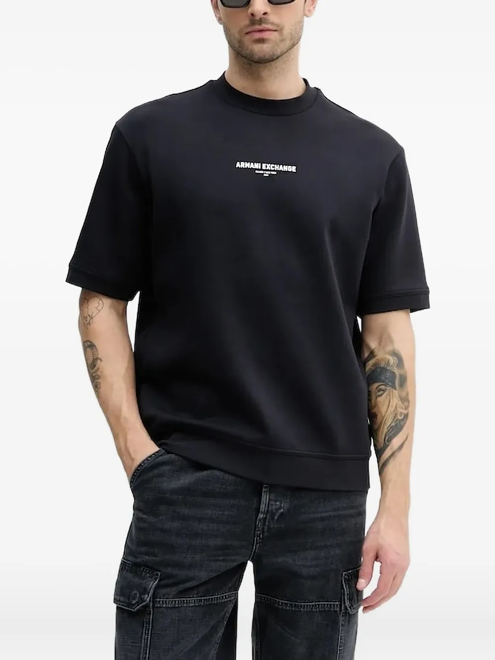 Armani Exchange logo-print short-sleeve T-shirt Zwart