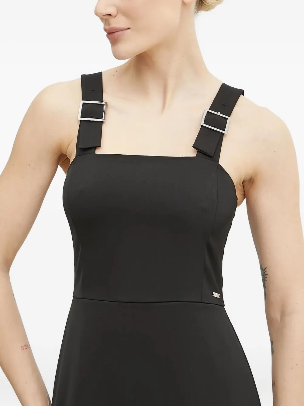 Armani Exchange buckle-strap flared mini dress Zwart
