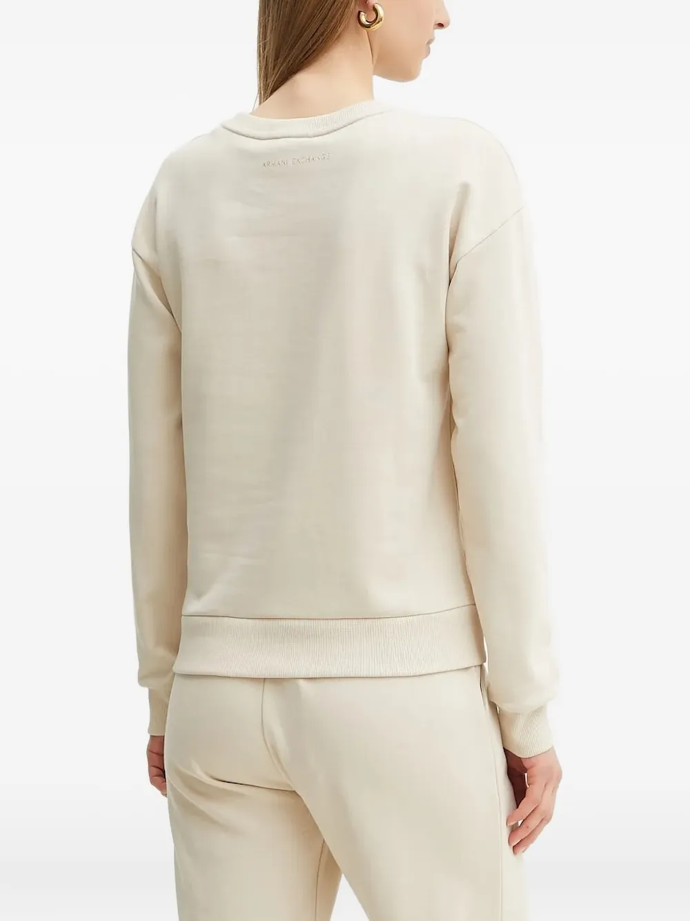 Armani Exchange logo-embellished sweatshirt Beige