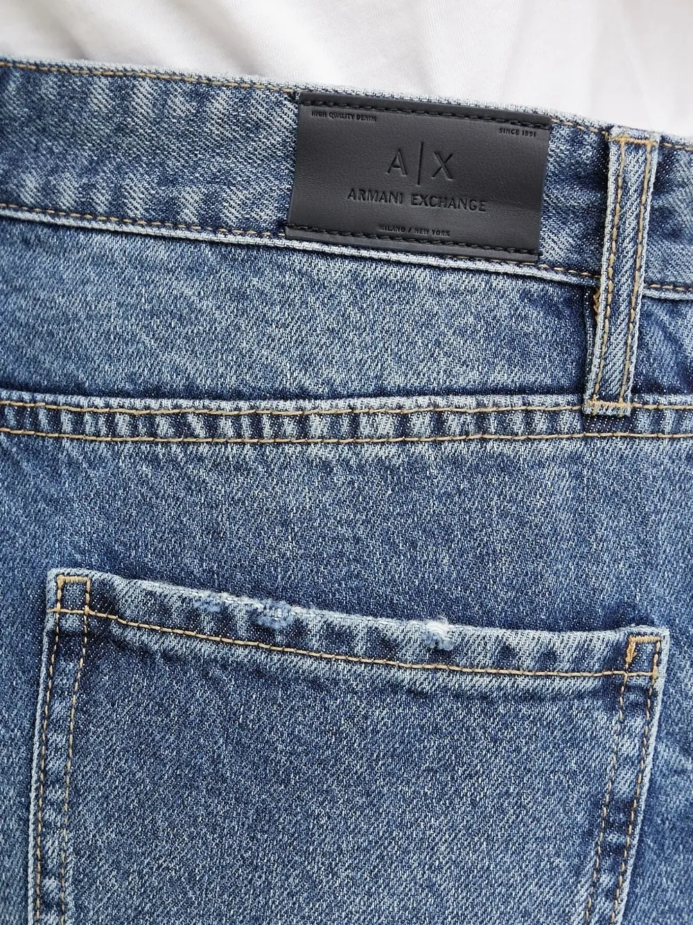 Armani Exchange Jeans met franje afwerking en vijf zakken Blauw