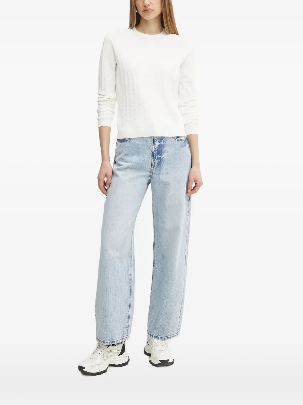 Armani Exchange Round-neck Sweater In White