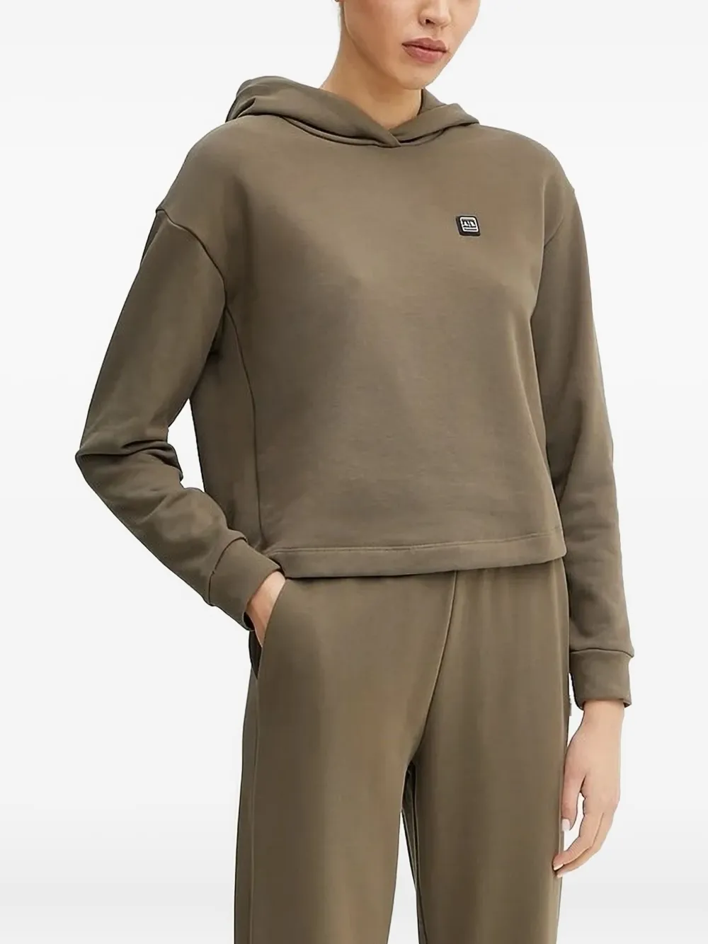 Armani Exchange Logo-plaque Hoodie In Neutral