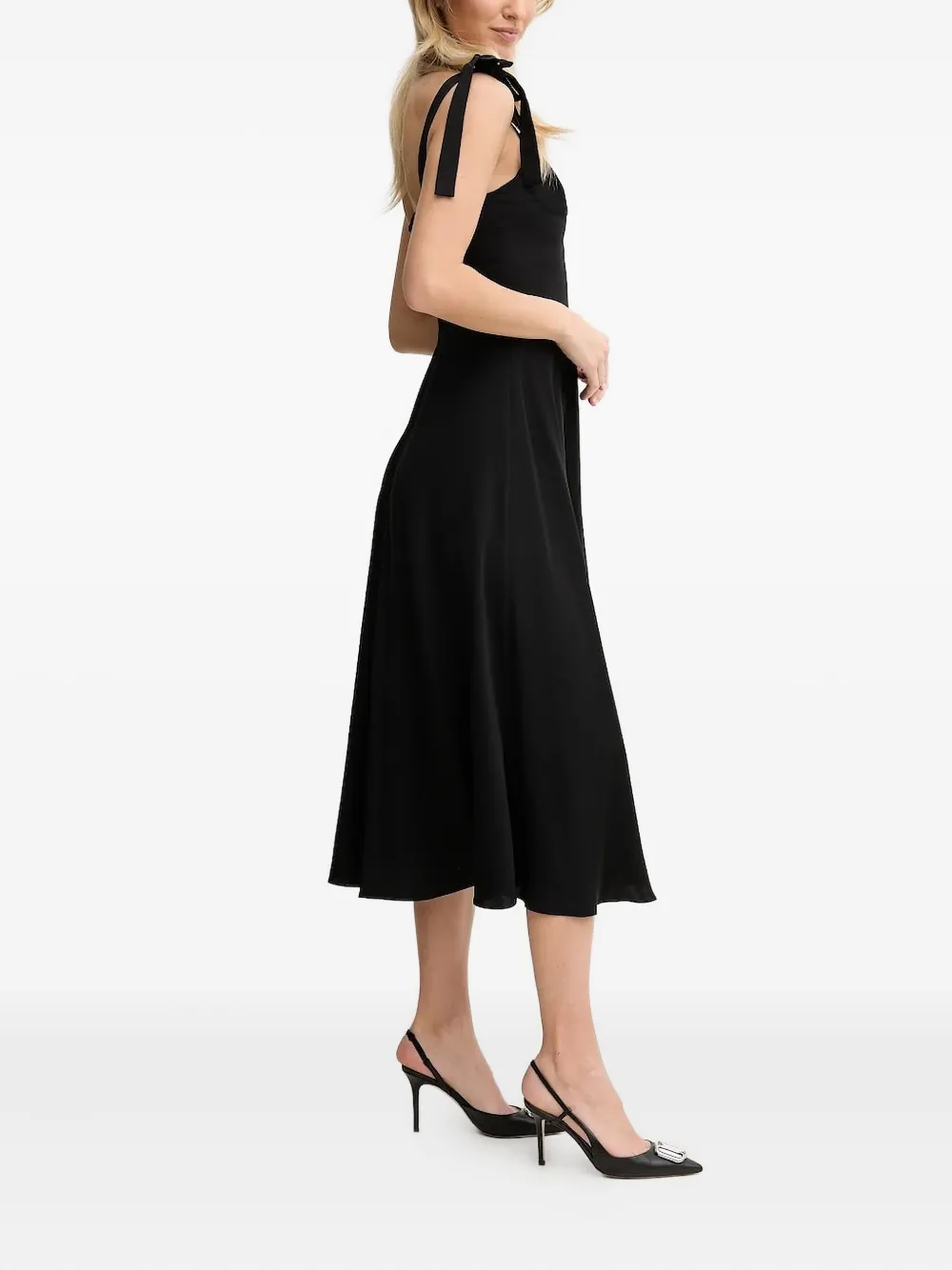 Armani Exchange Midi-jurk met gestrikte bandjes - Zwart