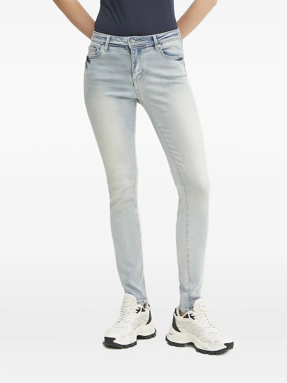 Armani Exchange Faded-wash Skinny Jeans In Blue