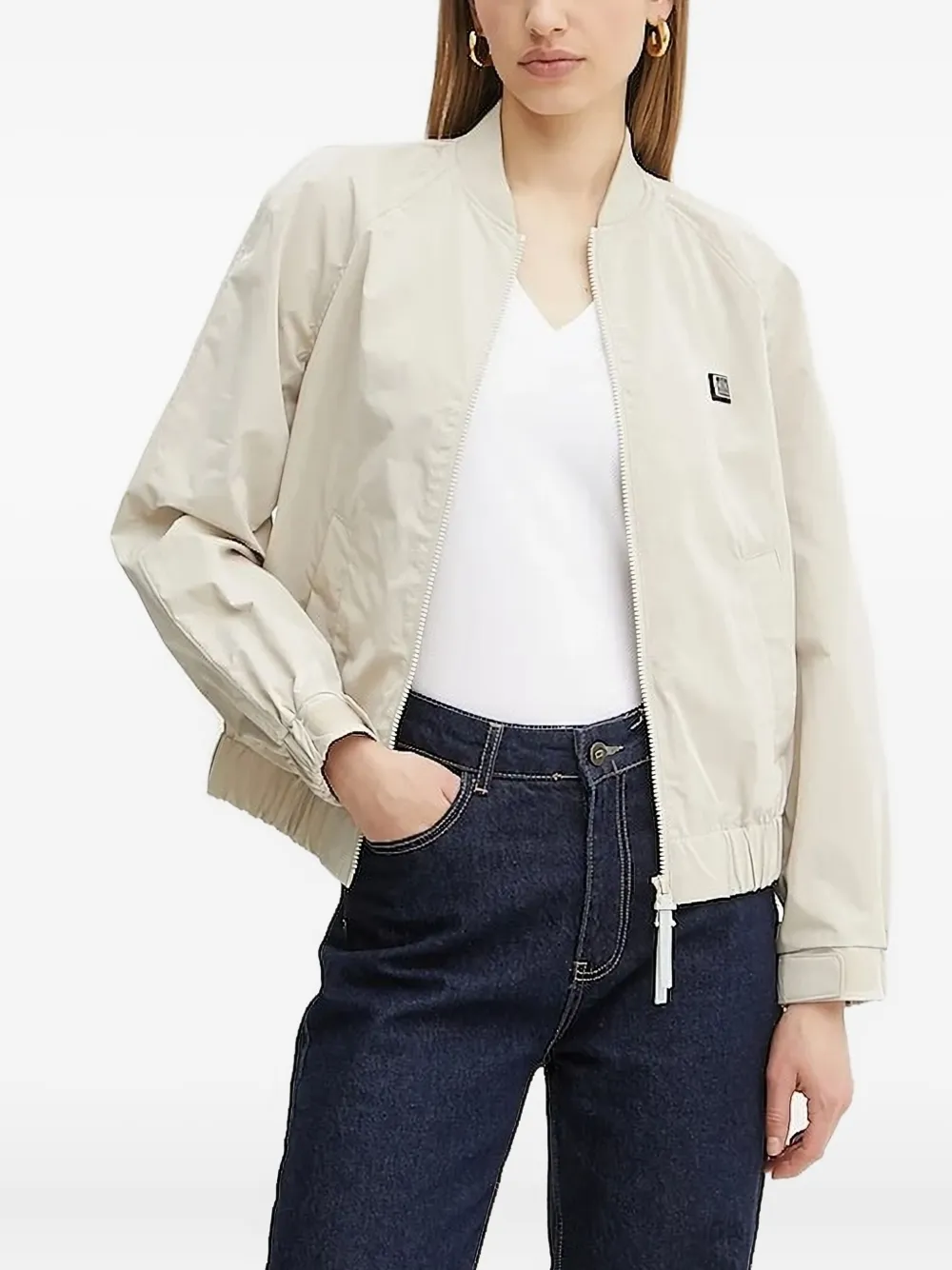 Armani Exchange Logo-plaque Bomber Jacket In Gray