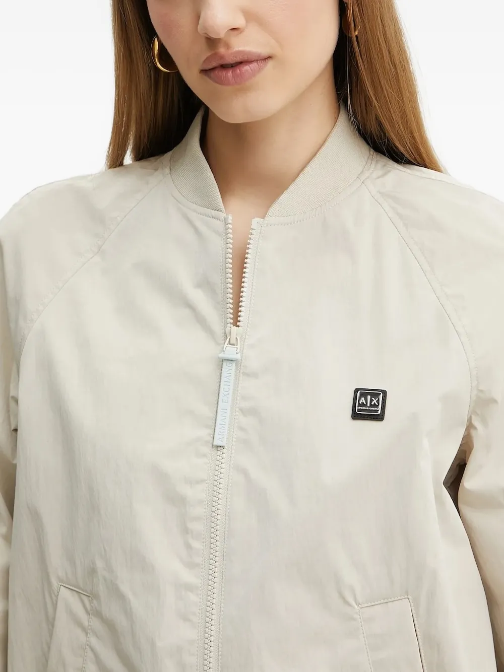 Armani Exchange Logo-plaque Bomber Jacket In Gray