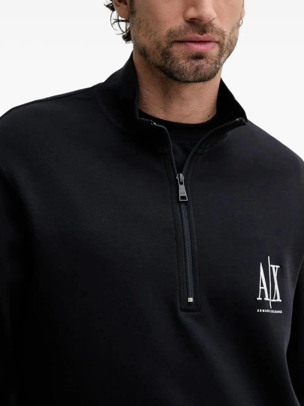 Armani Exchange half-zip logo sweatshirt Zwart